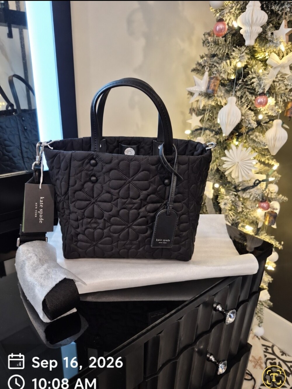 Kate Spade New York TILLY Quilted Small Purse Tote, In Black